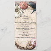 Rustique Blanc Birch Floral & Hummingbird Menu (Devant)