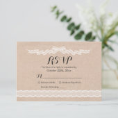 Rustique blanc dentelle lin mariage RSVP Reply Car (Debout devant)