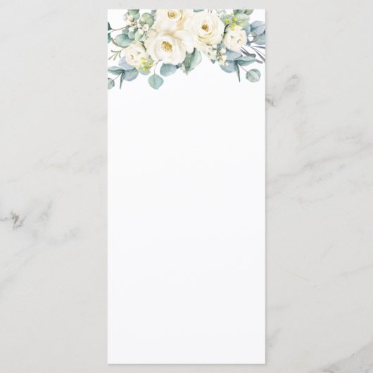 Rustique blanc ivoire Floral Eucalyptus Menu Maria (Dos)