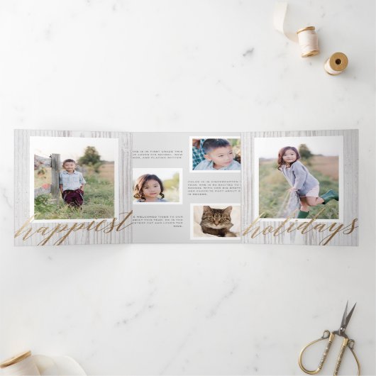 Rustique blanc Laver bois Tri-fold Carte photo de  (Intérieur)