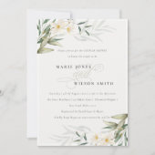 Rustique Blanc Vert Floral Couples Invitation douc (Devant)