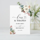 Rustique bleu bleu floral Merci de mariage d'hiver (Debout devant)