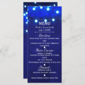 Rustique Bleu Chaîne Lights Élégant Menu Mariage (Devant / Derrière)