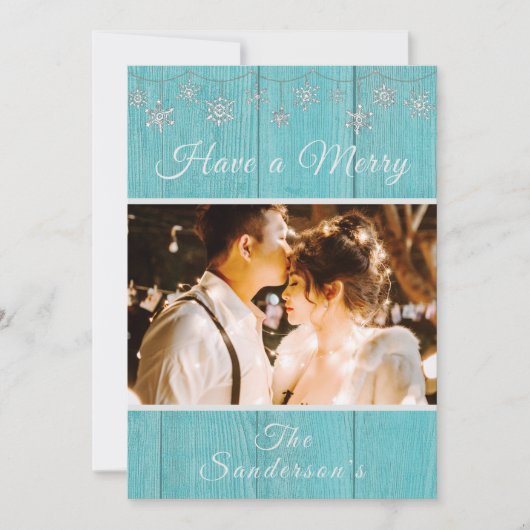 Rustique Bleu Joyeux Noël Carte de Noël (Devant)