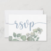 Rustique Bleu Poussiéreux RSVP Mariage (Devant)