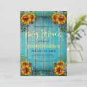 Rustique Bleu Tournesol Baby Sprinkle Invitation (Debout devant)