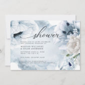 Rustique Blue Floral Aquarelle Poppies Invitation (Devant)