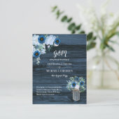 Rustique Blue Floral Wedding Invitations Mason Jar (Debout devant)