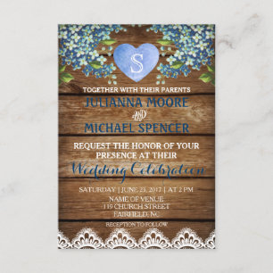 Rustique Blue Hydrangea & Faire-part de mariage en
