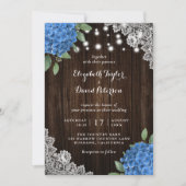 Rustique Blue Hydrangea Invitations de mariage (Devant)