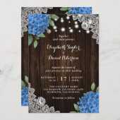 Rustique Blue Hydrangea Invitations de mariage (Devant / Derrière)