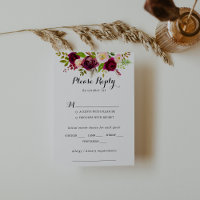 Rustique Blush Bourgogne Mariage Menu Choix RSVP
