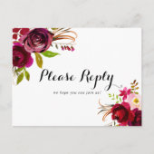 Rustique Blush Bourgogne Menu Choix Carte Postale  (Devant)