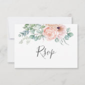 Rustique Blush Floral Greenery Wedding Carte RSVP (Dos)