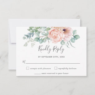 Rustique Blush Floral Greenery Wedding Carte RSVP