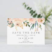 Rustique Blush Floral Wedding Enregistrer La Carte (Debout devant)