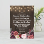 Rustique Bohème Marsala Peony Invitations de maria (Debout devant)