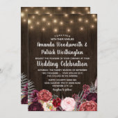 Rustique Bohème Marsala Peony Invitations de maria (Devant / Derrière)