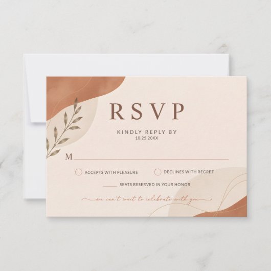 Rustique Bohème Terre Cuite Mariage RSVP (Devant)