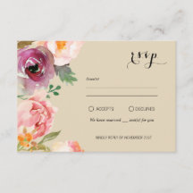 Rustique Boho aquarelle Fleurs mariage RSVP