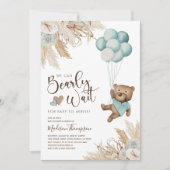 Rustique Boho Boy Bear Baby shower Invitation (Devant)
