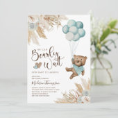 Rustique Boho Boy Bear Baby shower Invitation (Debout devant)