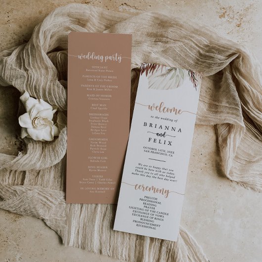 Rustique Boho Elegant Floral Wedding Programme