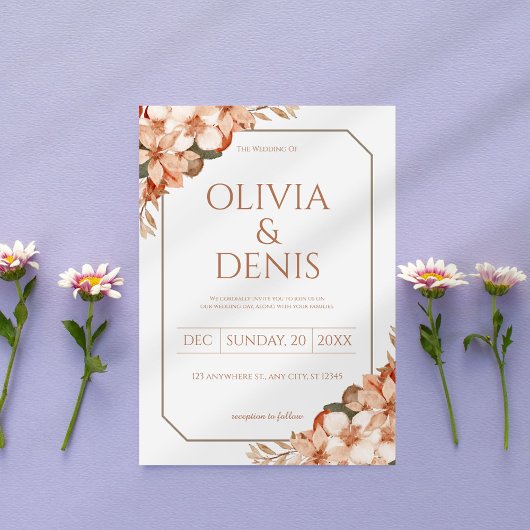 Rustique Boho Fall Floral Faire-part de mariage