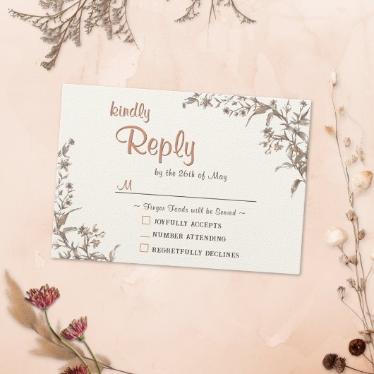 Rustique Boho Fleurs sauvages mariage carte RSVP