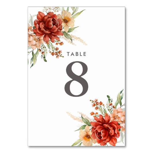 Rustique Boho Floral Mariage Numéro de table (Par défaut)