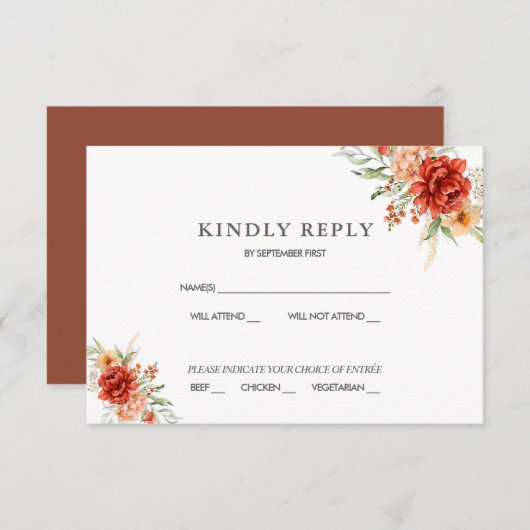 Rustique Boho Floral Mariage RSVP Invitation (Devant / Derrière)