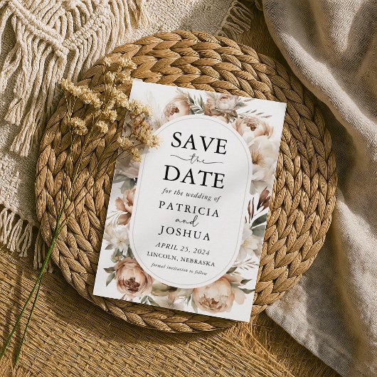 Rustique Boho Floral Wedding Enregistrer La Carte 