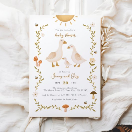 Rustique Boho Goose Baby shower Invitation