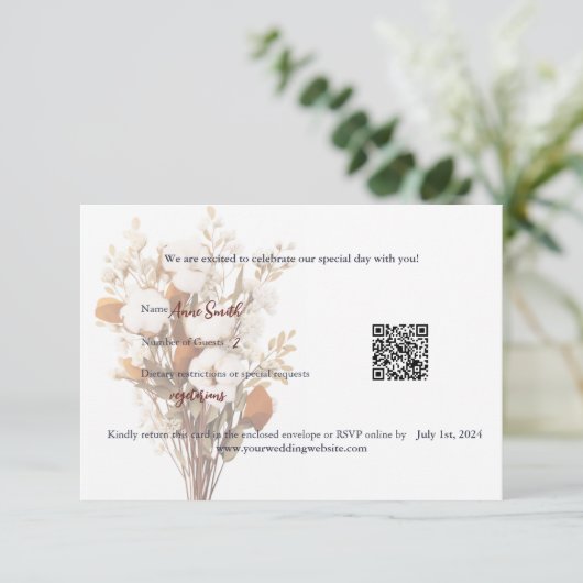 Rustique Boho Mariage mariage carte RSVP (Debout devant)
