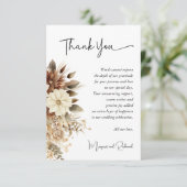 Rustique Boho Neutre Floral Mariage Carte de remer (Debout devant)