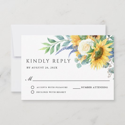 Rustique Boho Sunflowers Mariage RSVP (Devant)