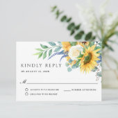 Rustique Boho Sunflowers Mariage RSVP (Debout devant)