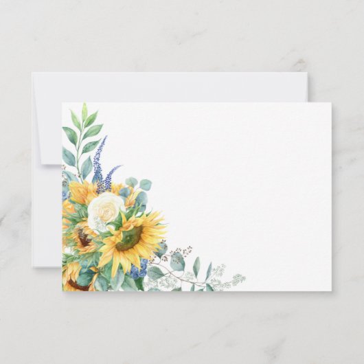 Rustique Boho Sunflowers Mariage RSVP (Dos)