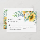 Rustique Boho Sunflowers Mariage RSVP (Devant / Derrière)