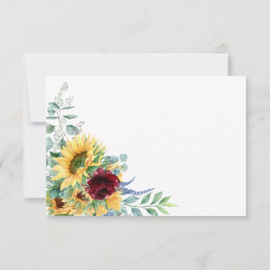 Rustique Boho Sunflowers Mariage RSVP (Dos)