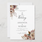 Rustique Boho Terracotta Floral Faire-part de mari (Devant)