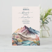 Rustique Boho Watercolor Mountain Invitation nupti (Debout devant)