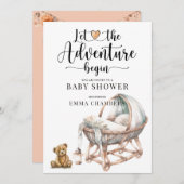 Rustique Boho Wood Crib Boy Baby shower Invitation (Devant / Derrière)