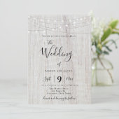 Rustique Boho Wood String éclaire les invitations (Debout devant)