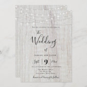 Rustique Boho Wood String éclaire les invitations (Devant / Derrière)