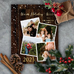 Rustique Bois Chaleureux Vacances 4 Photo Huile<br><div class="desc">Bois rustique en bois foncé faux foncé "Chaleureux voeux de vacances" quatre photos encadrées collage de vacances design avec du texte en feuille d'or réel à l'avant et avec un motif de flocon de neige sur le bois foncé comme un arrière - plan à l'arrière. Ajoutez simplement votre nom de...</div>