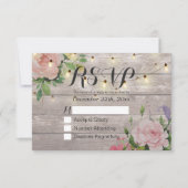 Rustique Bois Floral String Lumière Mariage RSVP R (Devant)