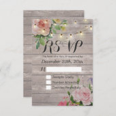 Rustique Bois Floral String Lumière Mariage RSVP R (Devant / Derrière)