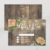 Rustique Bois Floral String Lumière Mariage RSVP R (Devant / Derrière)