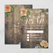 Rustique Bois Floral String Lumière Mariage RSVP R (Devant / Derrière)